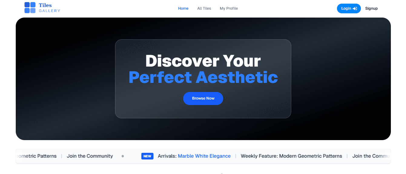 Tiles Gallery — Full-Stack Authentication Showcase screenshot